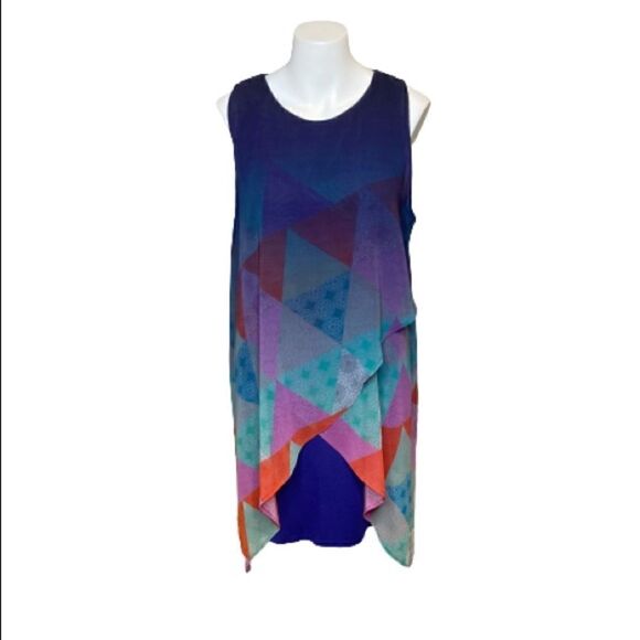 Desigual blue oton sleeveless geometric triangle dress size 40 medium - Picture 3 of 16